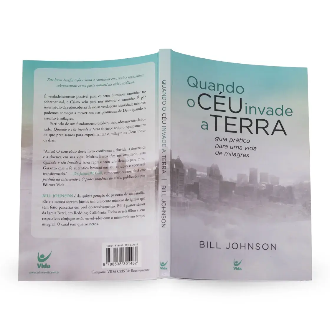 Capa do livro "Quando o Céu Invade a Terra", de Bill Johnson. Uma obra cristã sobre como manifestar o Reino de Deus e viver uma vida de milagres através da fé e do poder do Espírito Santo.