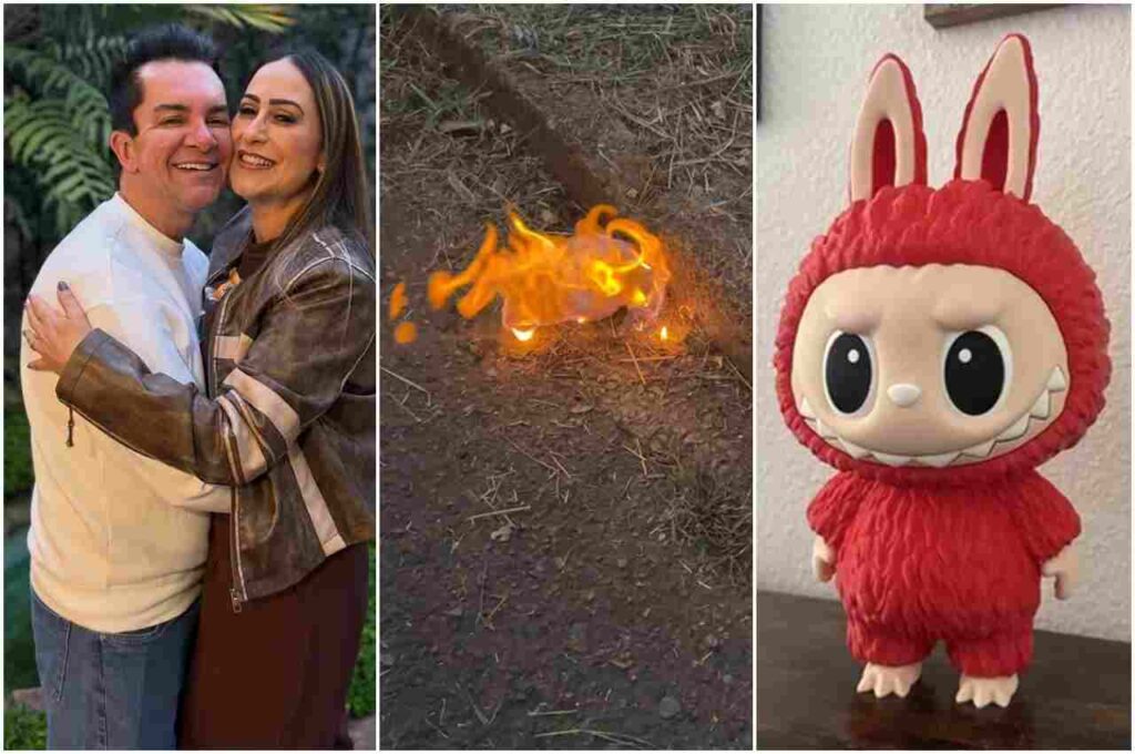Incêndio leva esposa de Regis Danese a queimar boneco Labubu