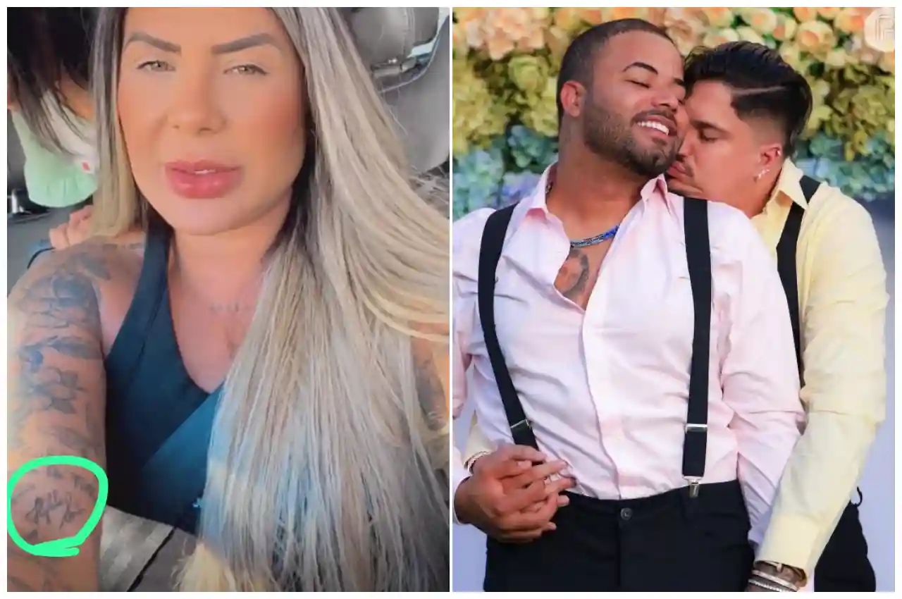 Renalida tatua nomes de influenciadores após casamento gay